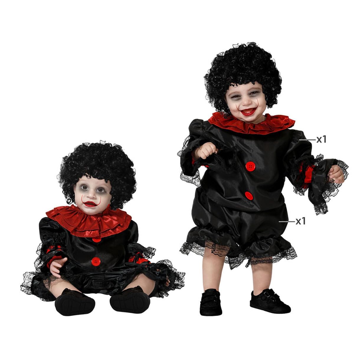 Atosa costume clown black boy baby 24 months