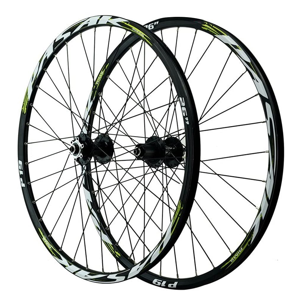 TUJISEK MTB Ruote per Bicicletta 26 27,5 29 Pollici Ruota per Mountain Bike Doppio Muro Cerchio in Lega Rilascio Rapido 7-12 velocità Cassetta Ruota Libera Freno A Disco 32H(Green,27.5in)