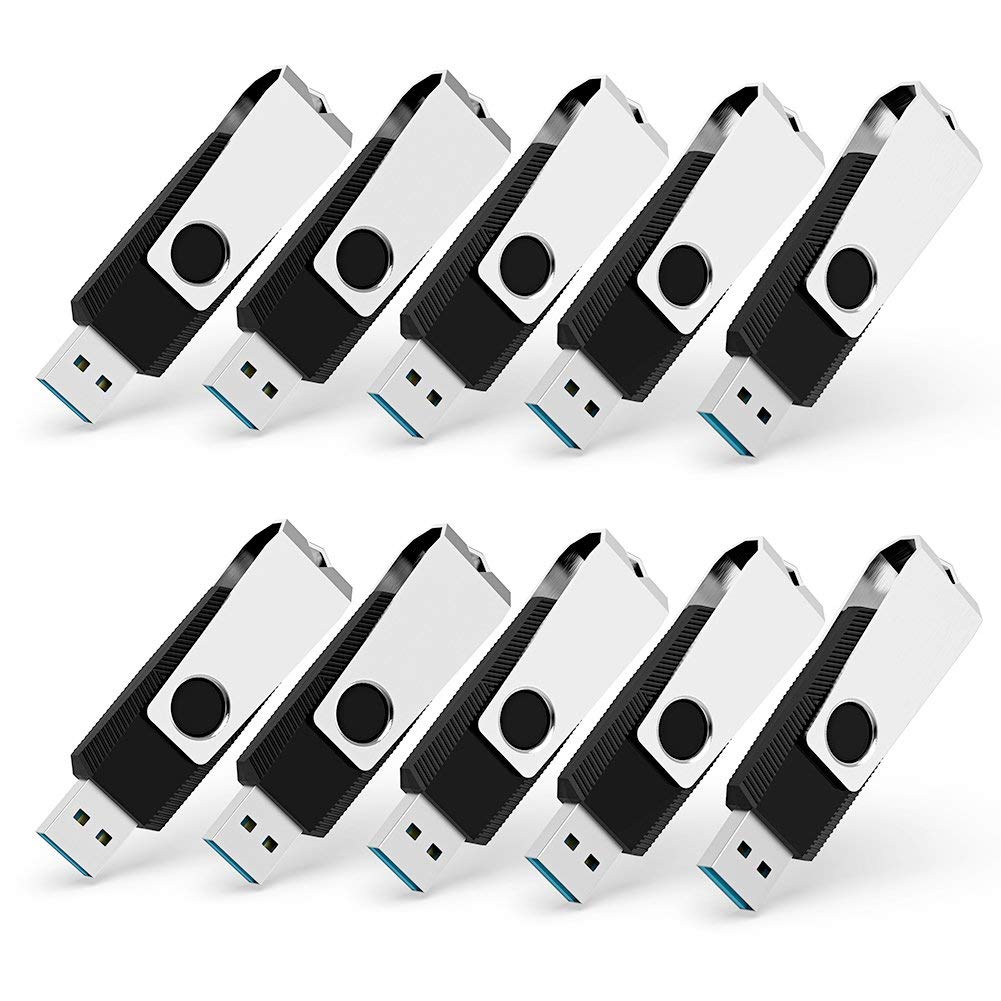 Flash Drive 10X32GB USB 3.0 USB Flash Drive with LED Indicator Keychain Hole (Black 10-Pack)