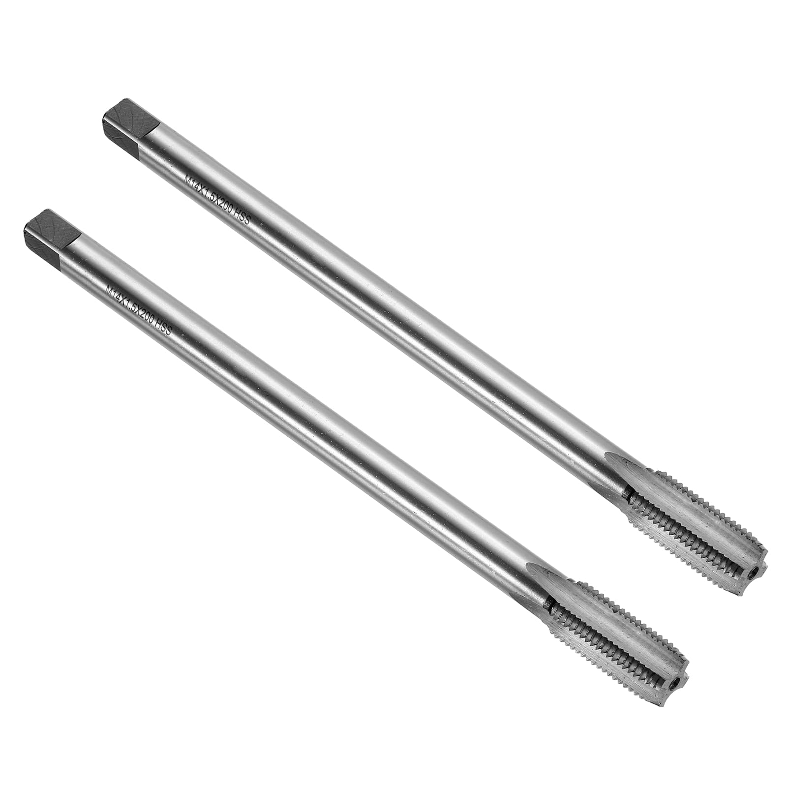 QUARKZMAN 2pcs Tarauds Droits, M14 x 1.5 H2 200mm Extra Long Tarauds Métriques Pour Machine À Vis, Acier Rapide 6542 (HSS 6542)
