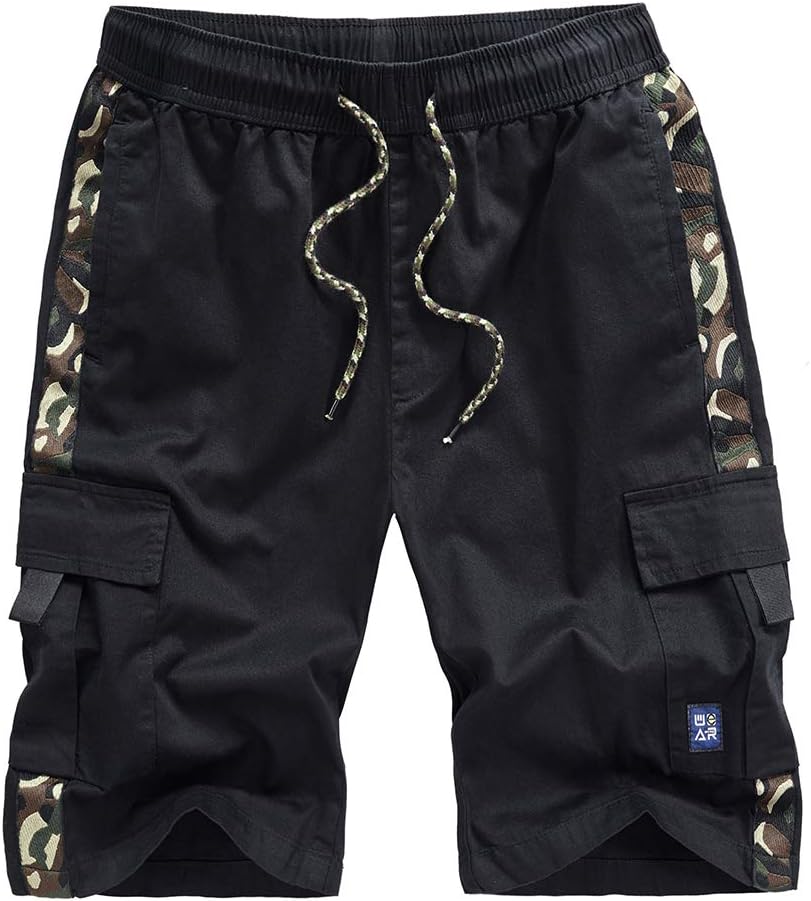 Kolongvangie Men’s Cargo Shorts Casual Drawstring Pull On Cotton Summer Big & Tall Relaxed Fit Work Shorts