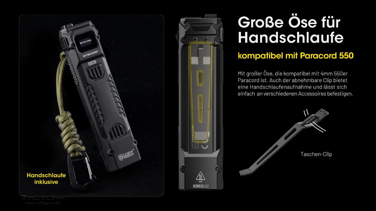 Nitecore EDC29 Luminblade Taktische Taschenlampe, USB Wiederaufladbare LED Taschenlampe, Extrem Hell 6500 Lumen, Bis zu 61 Stunden Laufzeit, Schwarz