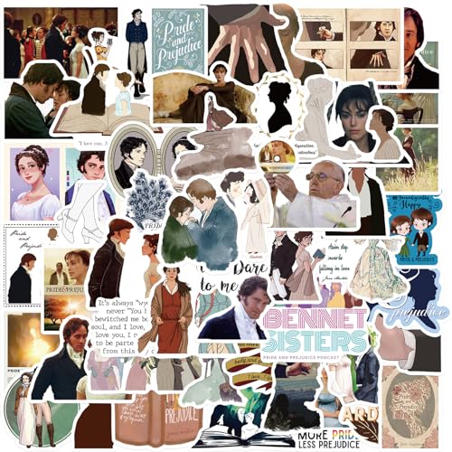 50Pcs Pride and Prejudice Stickers, Classic Novel Waterproof Sticker for Teen Adult Water Bottle,...