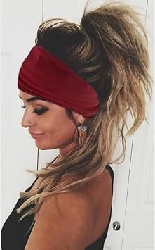 Boho Headbands For Women Fashion Stretch Wide Hair Bands Knoted Turban Head Bands Yoga Running Sweatband Elastic Headband Stylish Wrap Headbands Hair Accessories for Teen Girls 4 Pack