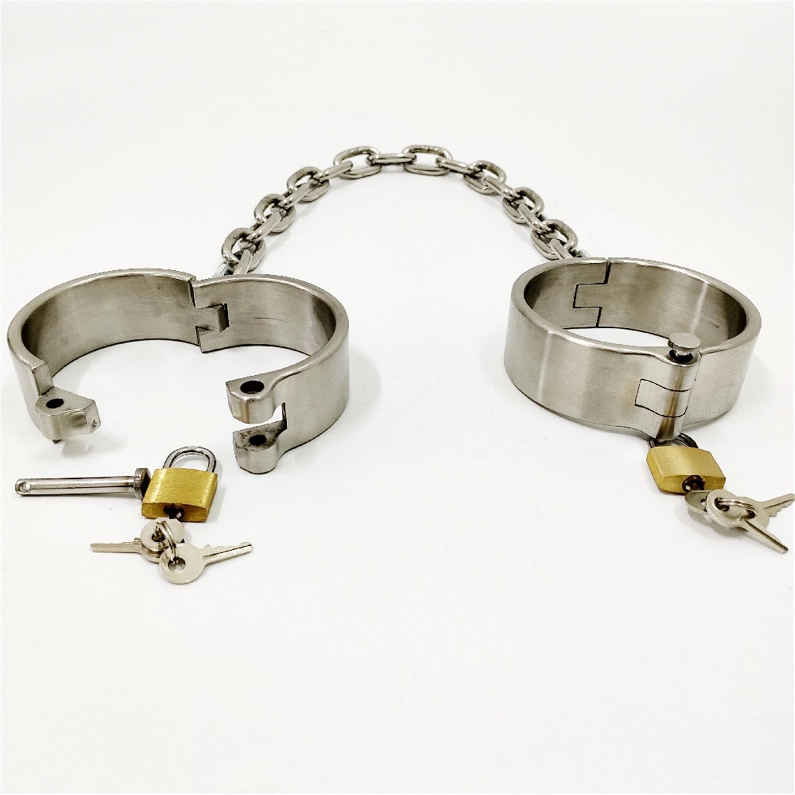 Collar de acero BDSM con cerradura, esposas y tobillos sexuales - Juego de bondage intenso for hombres, mujeres y parejas(Fußfesseln,Frauen)