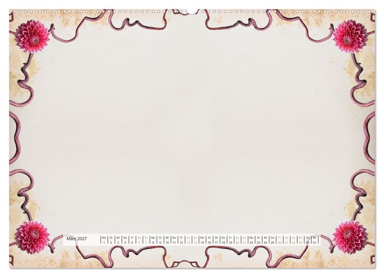 CALVENDO - Bastelkalender Nostalgie-Rahmen 2027 (Wandkalender 2027 DIN A2 quer), Monatskalender: Bastelkalender zum Selbstgestalten mit Nostalgie-Hintergrund