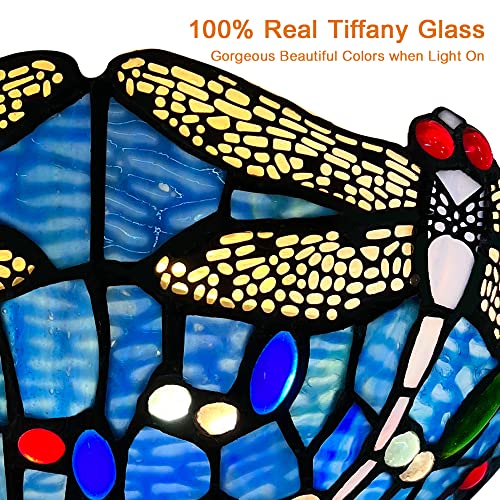 Capulina Tiffany Wall Sconces 12" Wide Stained Glass Vintage Dragonfly Style Wall Light for Hallway Stairway Bedroom - Image 3