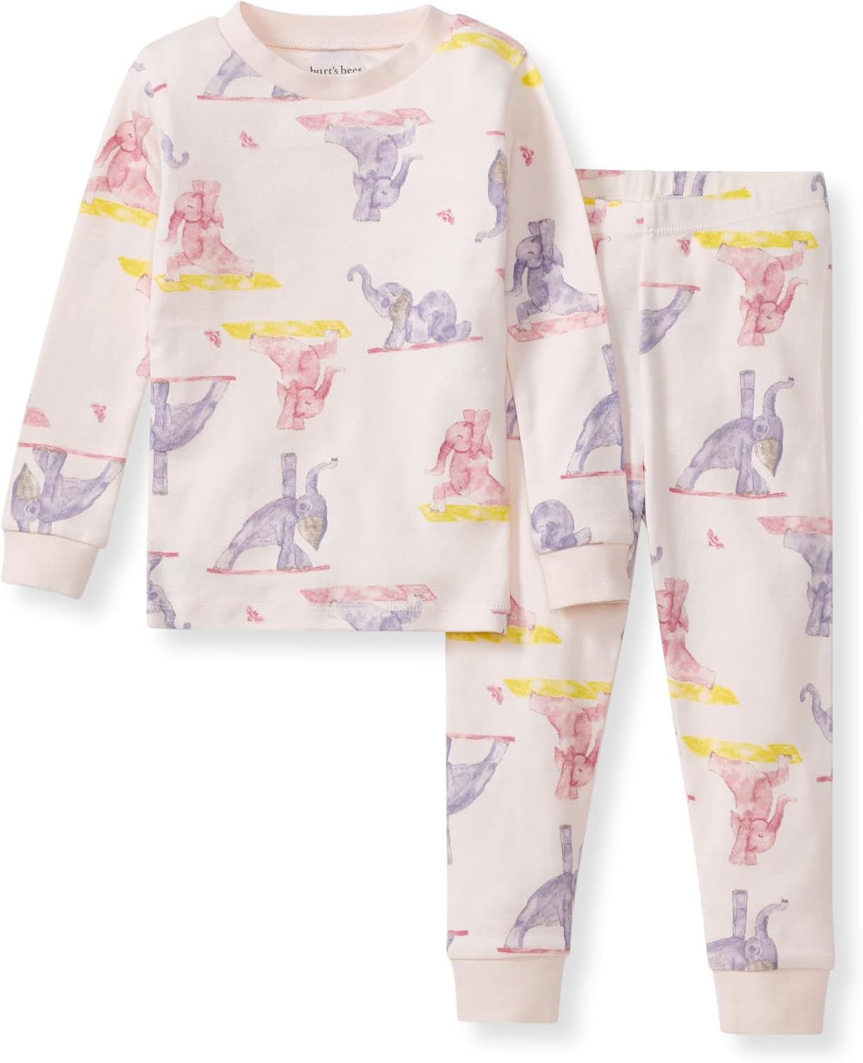 Burt's Bees Baby Girls' Pajamas, 2-Piece Long Sleeve Tee and Pants Organic Cotton PJ Set