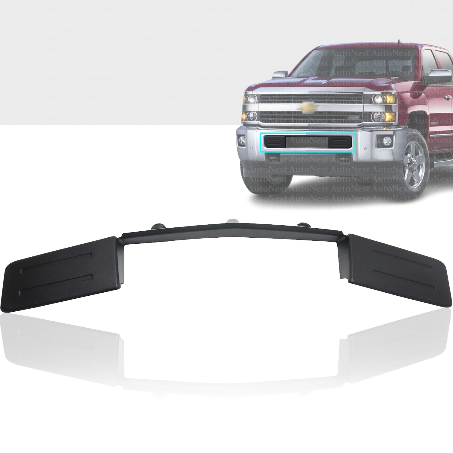 AutoNest - Front Bumper Trim Compatible with Chevrolet Silverado 2500 HD 2015-2019 | DIRECT REPLACEMENT | Textured | 23476441 | GM1087253