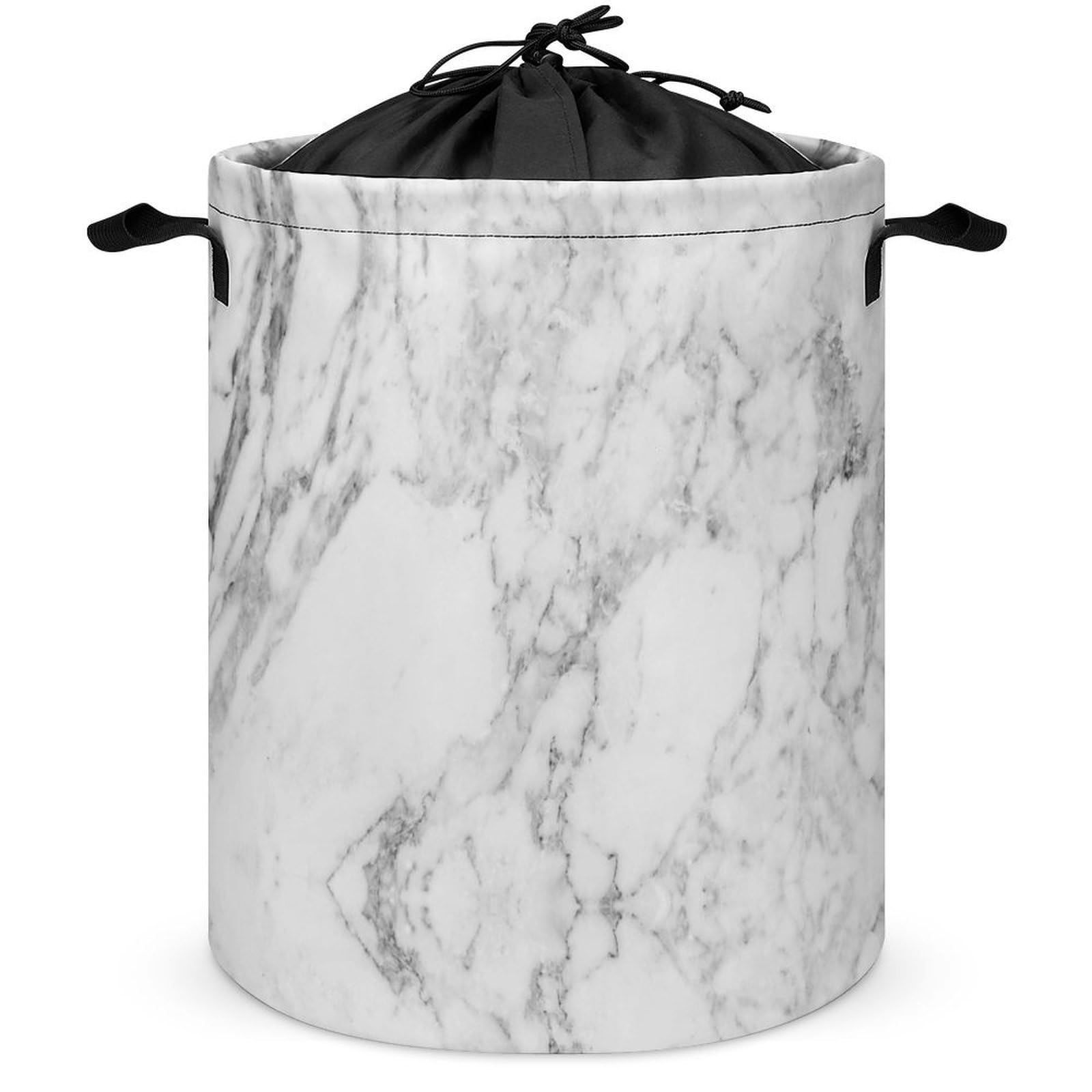 Wlntrophic Drawstring Laundry Hamper, Light Marble Laundry Basket, Washing Basket with Handle