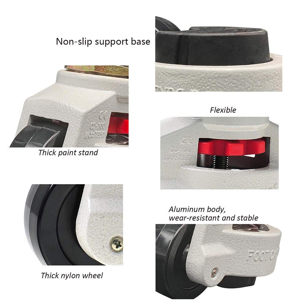 Nisorpa Leveling Machine Casters, 4 Pack 360 Degree Swivel Workbench