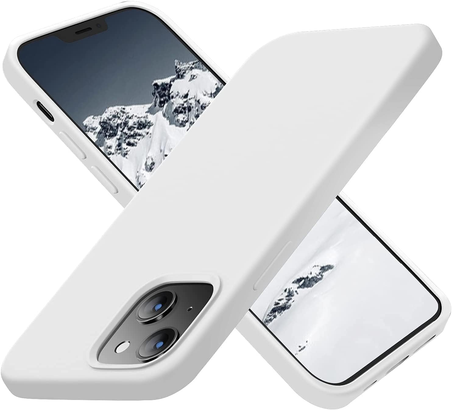 NAFS Silicone Case Compatible with iPhone 14 | Camera Protect Microfiber Lining Cover | Case Cover for iPhone 14 (White)