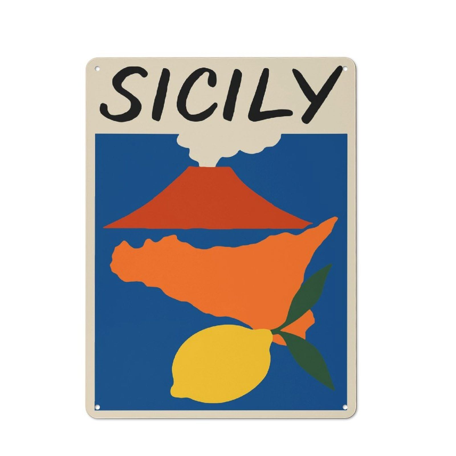 Junmoney Style-21 Sicily Travel Tin Sign 40X30cm, Vintage Home Bar Decor For Cafe, Pub, Workshop Or Home Bar, For Relaxed Wall Styling