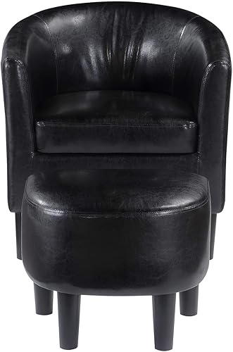 Miniatura 13 de Convenience Concepts Take a Seat Churchill - Silla decorativa con otomana, piel sintética estampada con caléndula Piel sintética estampada con