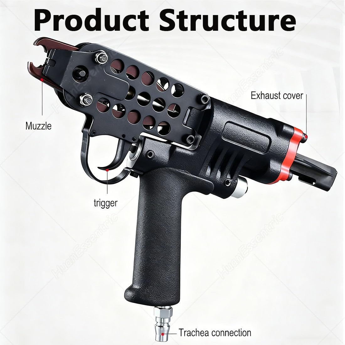 Pistola neumática para tapicería y valla, herramienta grapadora de anillos de cerdo de aire para jaulas y fabricación de asientos