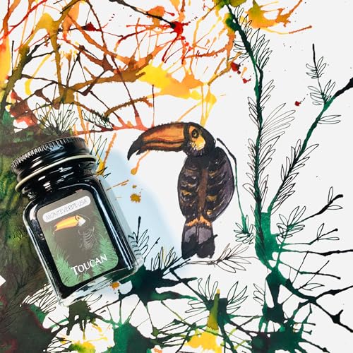 Image of Monteverde Jungle Fountain Pen Ink, 30ml, Toucan (Black) | Animal-inspired fountain pen ink with bold color, smooth flow, and creative writing personality.