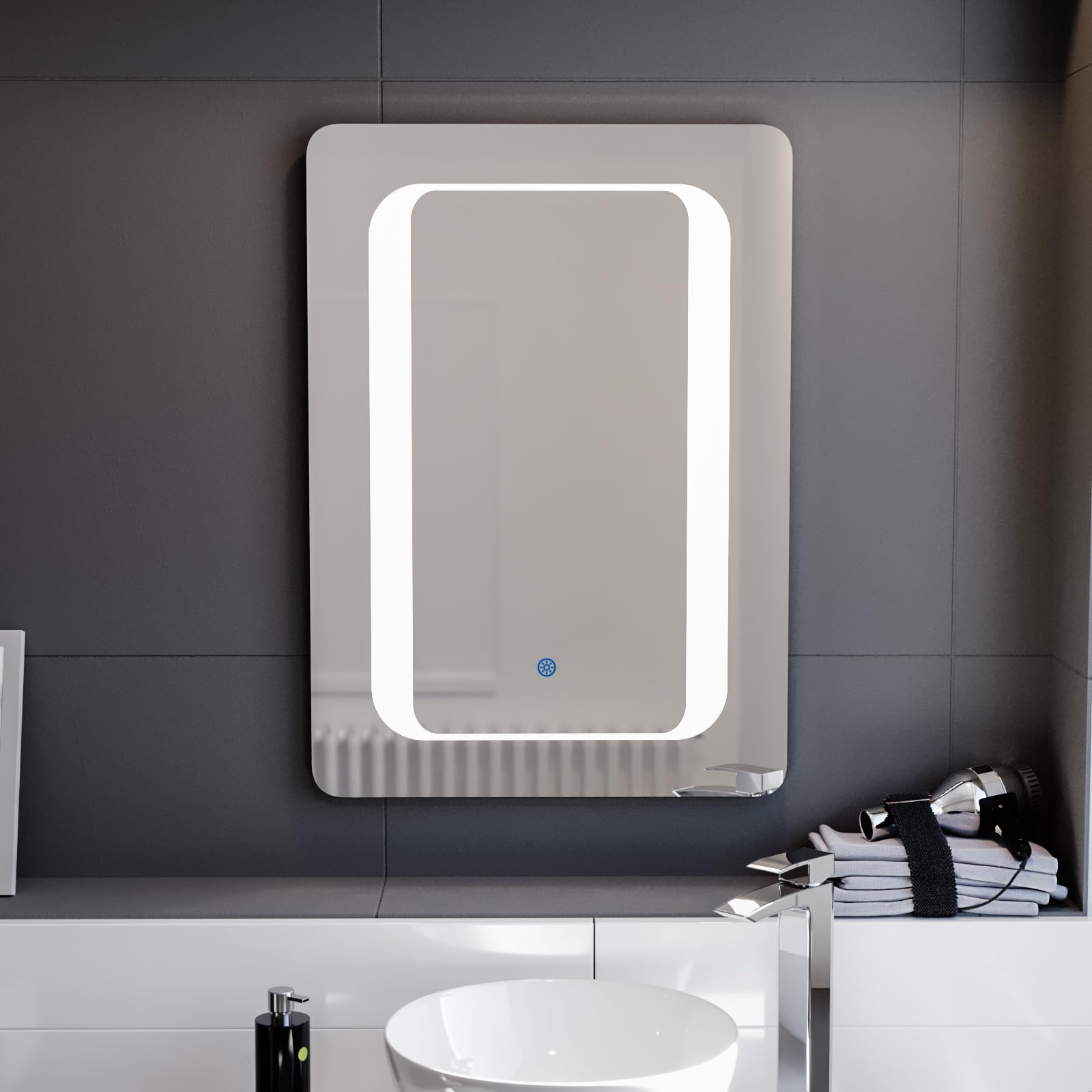 Nes Home Mia Illuminated LED Bathroom Mirror with Anti Fog and Touch Switch