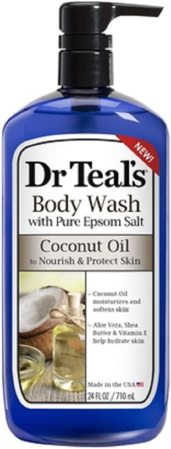 Dr Teal's NEW Body Wash with Pure Epsom Salt Coconut Oil Nourish & Protect Skin - 24 FL OZ/710ml