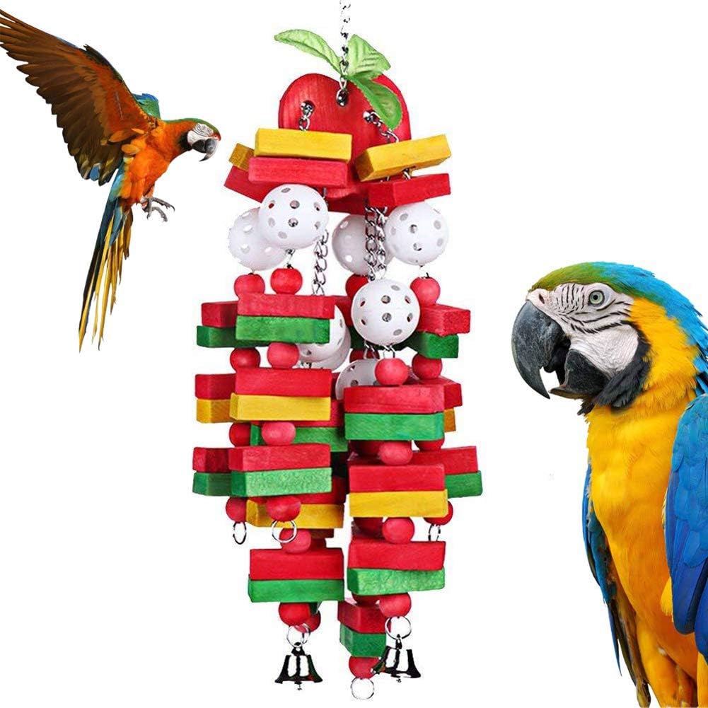 Keersi Wood Block Chew Toy for Medium Large Bird Parrot Macaw African Greys Cockatoo Eclectus Amazon Parakeet Cockatiel Conure Lovebirds…