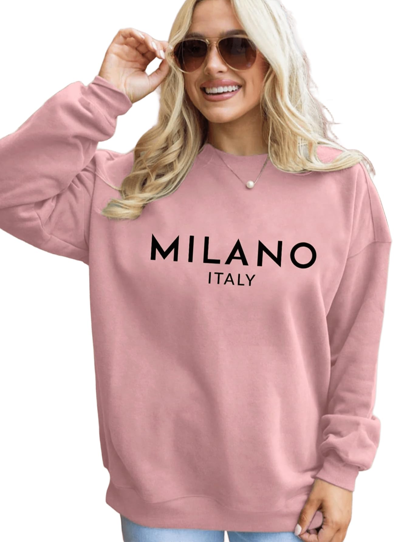 SXV Unisex Sweatshirt, Dusty Pink, XS-XL, Round Neck, Cotton Blend, Aesthetic Print, Drop Shoulder, Oversized Baggy Fit, Adult-image-28