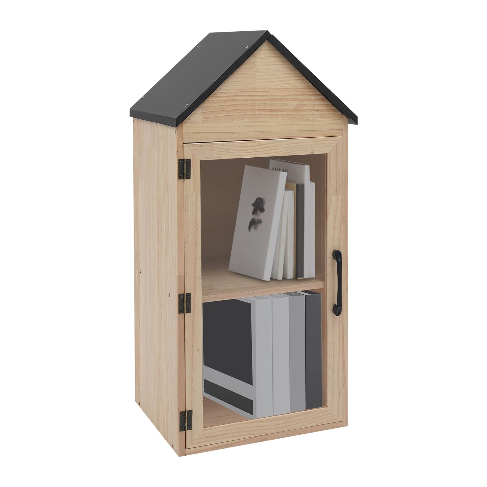 Little Library Box Outdoor 2-poziomowe pudełko na książki, drewniane, małe pudełko do przechowywania książek dla majsterkowiczów, sąsiadów, społeczności i szkół