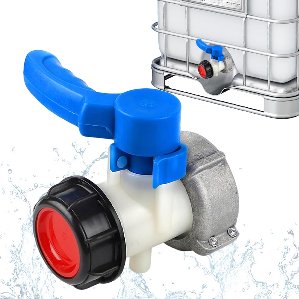 Mineup Vanne Cuve 1000L Plastique, Adaptateur Universel IBC DN50 (75mm), Vanne Papillon Adaptateur, pour Robinet de Vidange, Réservoir IBC, Citerne de Pluie, Bidon, Réservoir à Eau