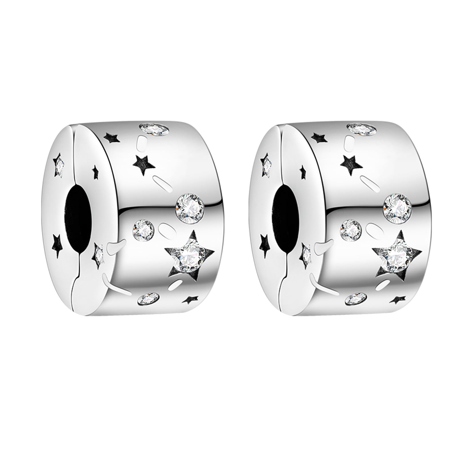 Doyafer925 plata esterlina señoras pulsera de clip de encanto pulsera de cuentas 2 piezas/paquete