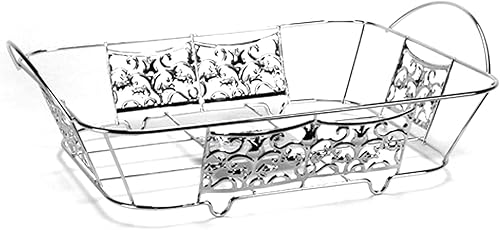 Miniatura 3 de 4 paquetes de soporte de bandeja de alambre adornado de aluminio elegante de tamaño medio