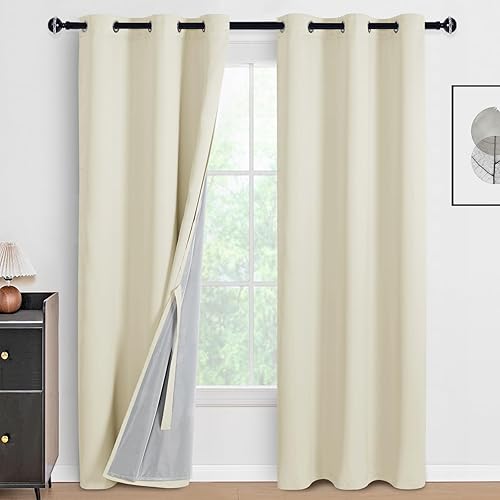 Miniatura 106 de DWCN Cortinas opacas 100% grises de 84 pulgadas de largo para dormitorio con forro negro, doble capa con aislamiento térmico, paneles de cortina