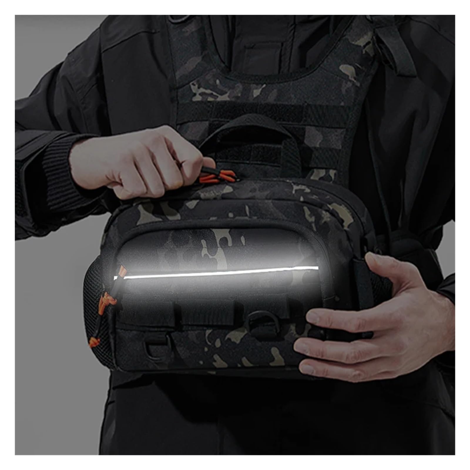 SERDAS Marsupio tattico con sistema Molle, marsupio anteriore, per escursionismo, arrampicata, pesca, viaggi, campeggio, zaino da uomo, 28 x 10 x 18 cm