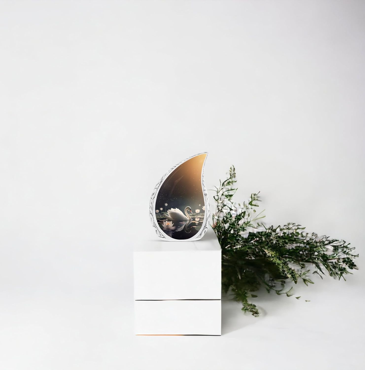 Swan Teardrop Cremation Keepsake Urns - Small Urns for Human Ashes, for Men & Adults, 3inch, 1pcs