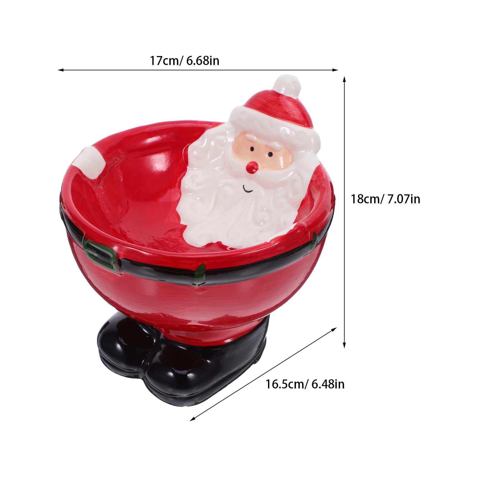 Uonlytech Bol à Bonbons en céramique de Noël - Bol décoratif sur Pied Père Noël pour collations, Biscuits, Fruits - Assiette à Dessert Dessin animé Plat à Bonbons de Vacances pour décoration