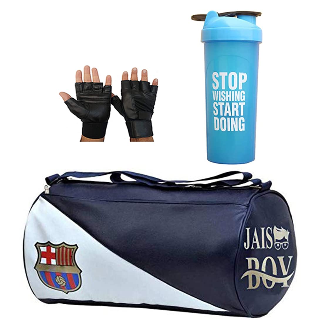 Sports Men's Combo of Leather Gym Bag, Stop Shaker Bottle with Black Gloves Fitness Kit Accessories (FCB)-image-43