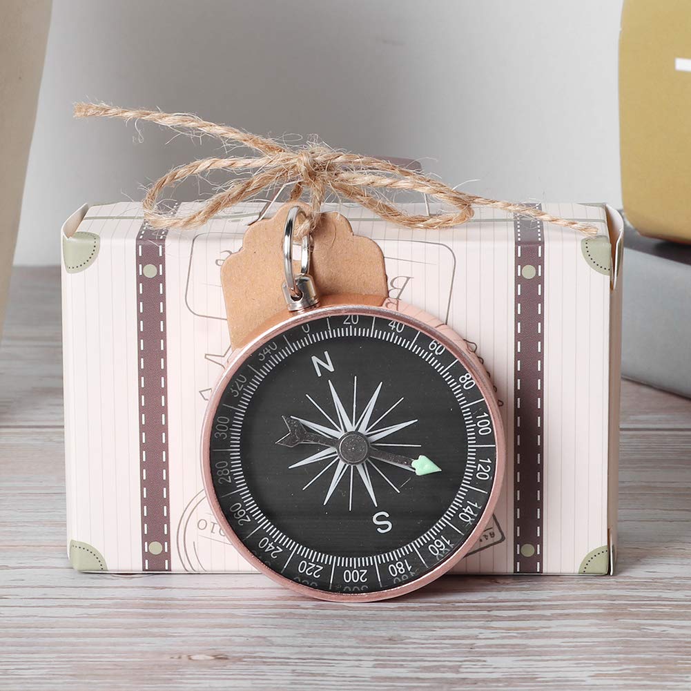 20Pcs Wedding Gift Box Candy Boxes with Compass and Kraft Tags for Travel Wedding Favors Decoration(Rose Golden)