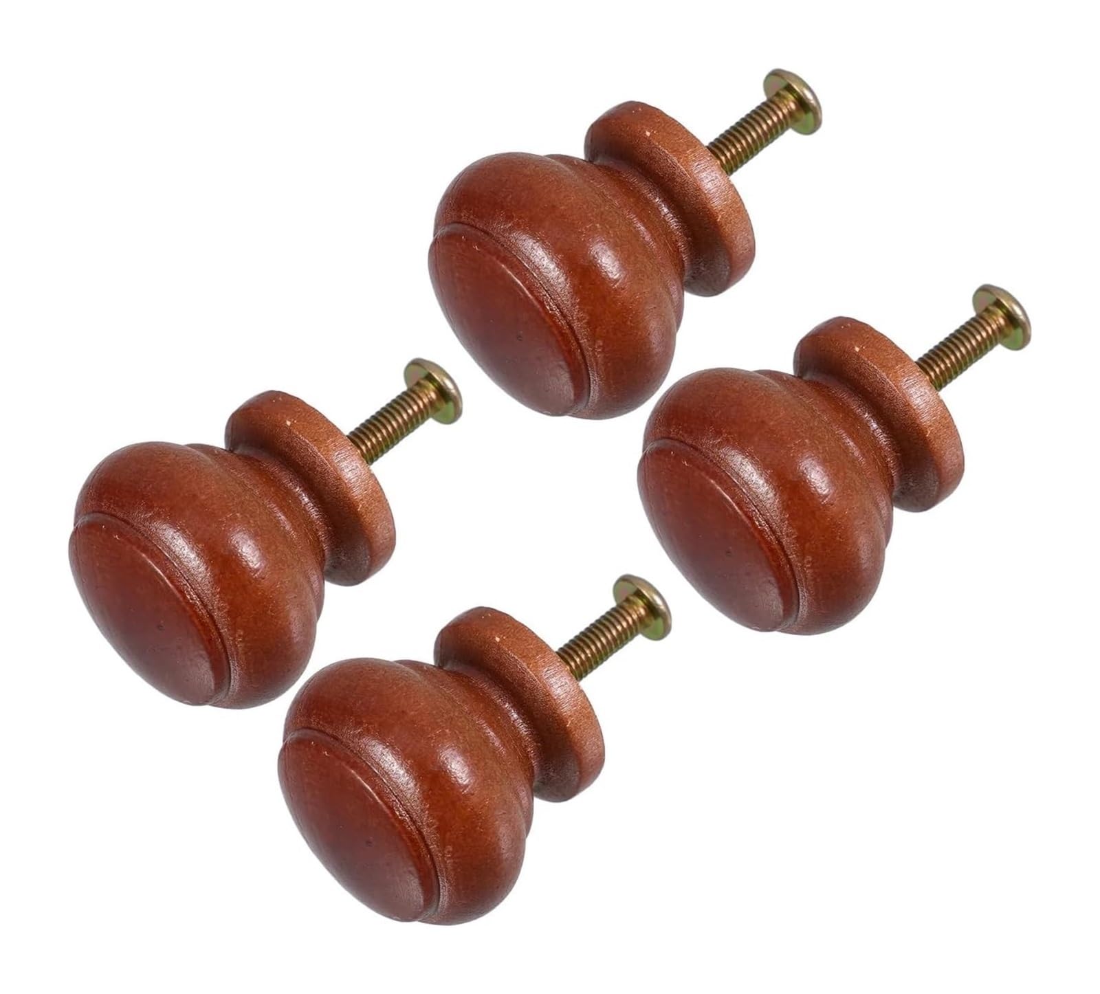 Opeximatun 4 Brown Mushroom Wooden Cabinet Knobs, 1.06x0.94x0.79 Inches