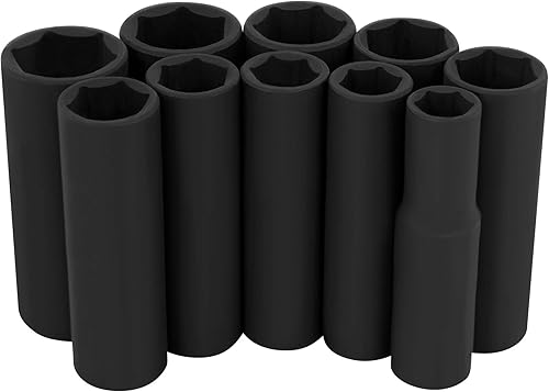 Miniatura 2 de Performance Tool W38401 - Juego de llaves de vaso de 10 piezas, 38 pulgadas, color negro métrico grabado con láser
