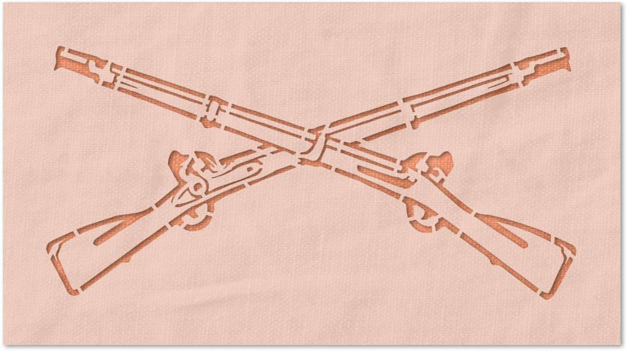 Stencil Stop Rifles Crossed Stencil - Reusable for DIY Projects, Painting, Drawing, Crafts - 14 Mil Mylar Plastic (18 x 8.63 inches)