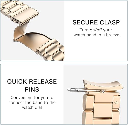 Miniatura 4 de MoKo Correa de metal compatible con Samsung Galaxy Watch 7 FE 6 5 4 Band 1.575 in 1.732 inWatch 5 Pro Band 1.772 inWatch 6 Classic Band 1.693 in