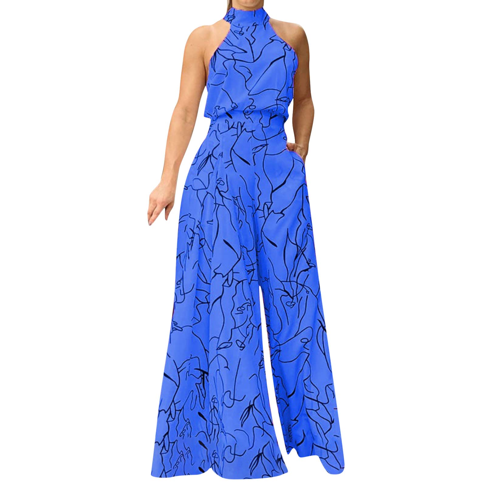 Generic Faldas Largas con estampado informal, mono de mujer, mono de bolsillo largo, correa suelta Camisa Negra Transparente Mujer