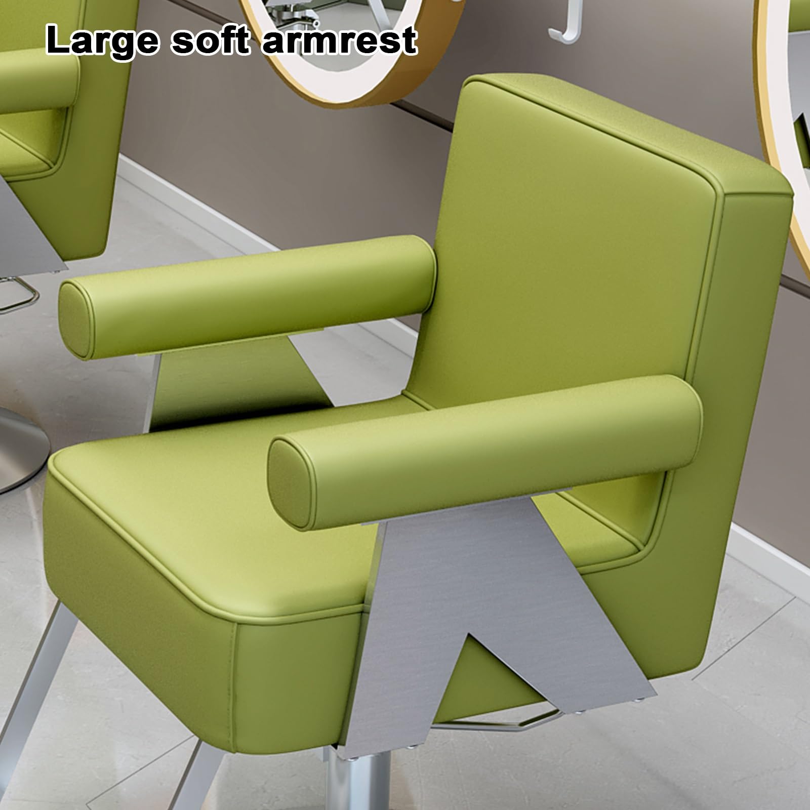 Sillas de barbero, Silla de barbero Ajustable con rotación de 360° y Control de Altura - Silla de salón de Cuero para barbería, peluquería y SPA - Cómodos reposabrazos tapizados (Negro)