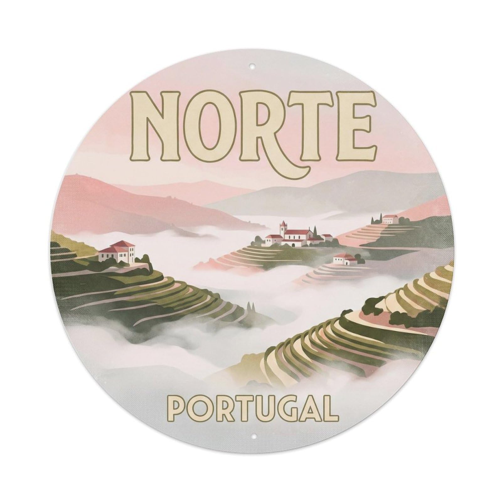 Olhnbad Style Portugal Norte Douro Fog Landmark Travel Heritage Metal Tin Sign