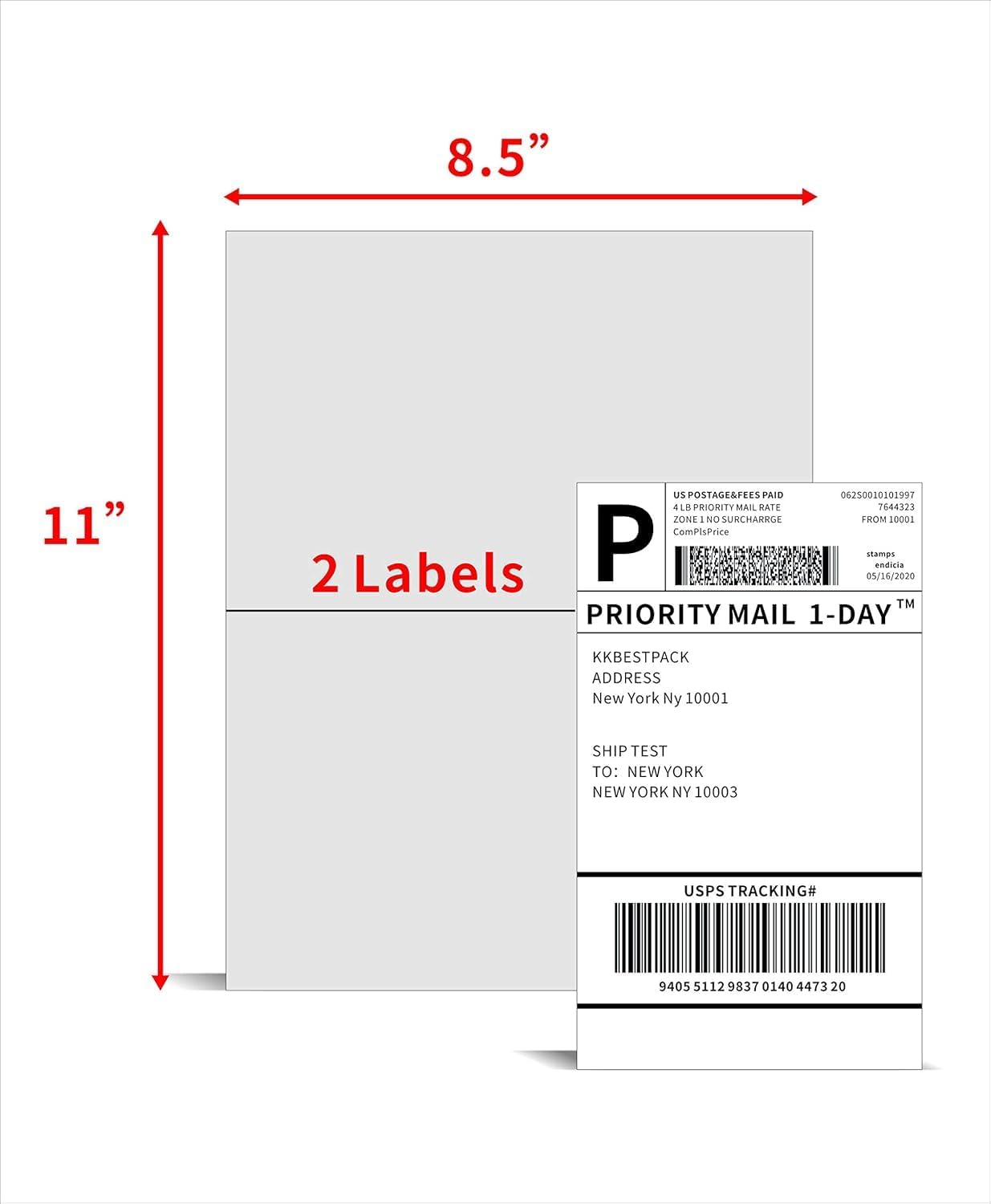 Adhesive Shipping Labels 8.5x5.5 Inch, 1000 Count, White Label Paper, Works with Envelope and Label Printers