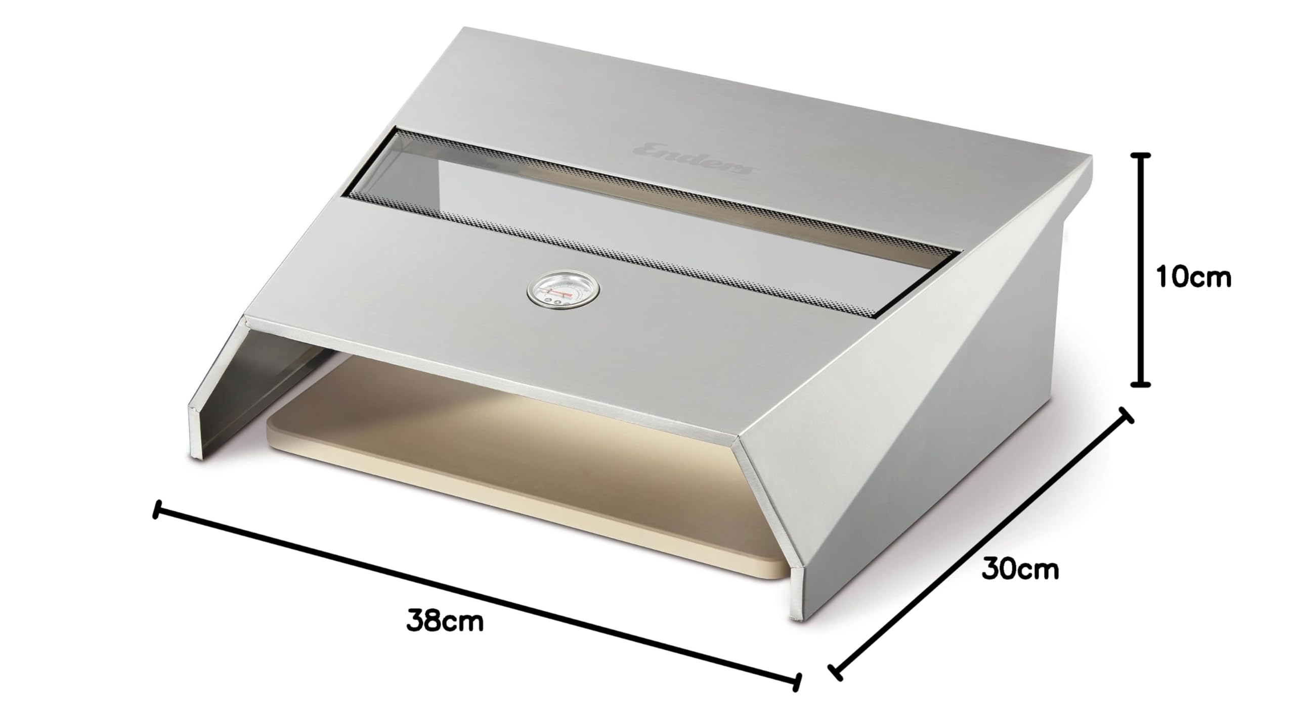 Enders® Pizzacover Turbo für Gasgrill mit Backburner, inkl. Thermometer, Pizza Grillaufsatz, inkl. Pizzastein 38cm x 30cm, Aufsatz mit Sichtfenster für EIN besseres Backergebnis #7881