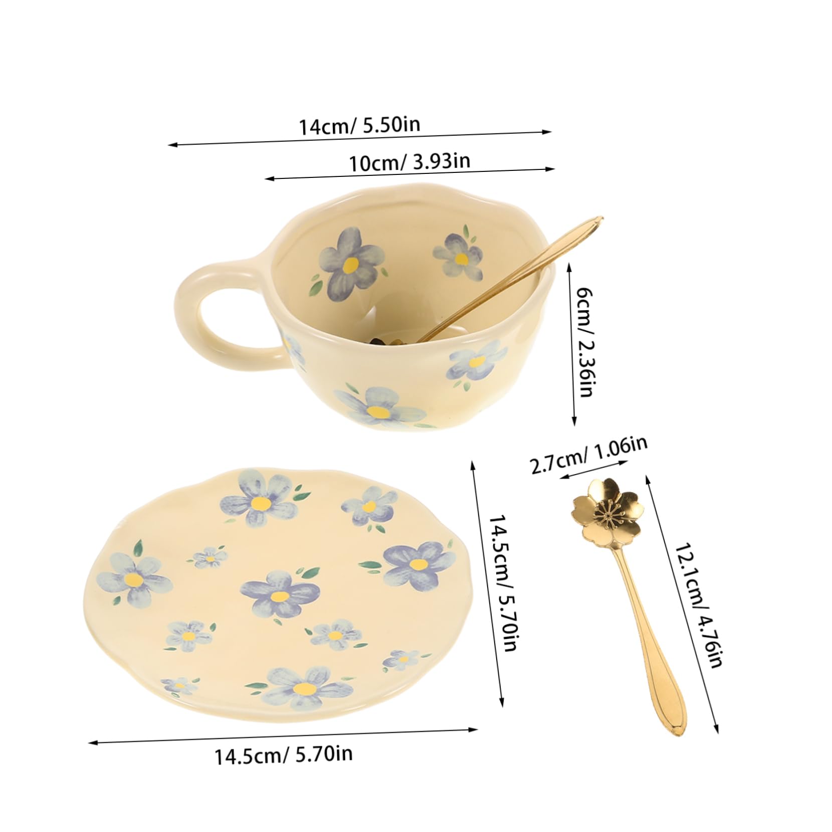 1 Set Tasse à Café en Céramique avec Soucoupe et Cuillère Design Unique Cuisine et Bureau