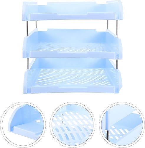 Miniatura 8 de Accesorios de escritorio de oficina, bandeja de papel para cartas, organizador de archivos de escritorio de 3 niveles, clasificador de estantes de