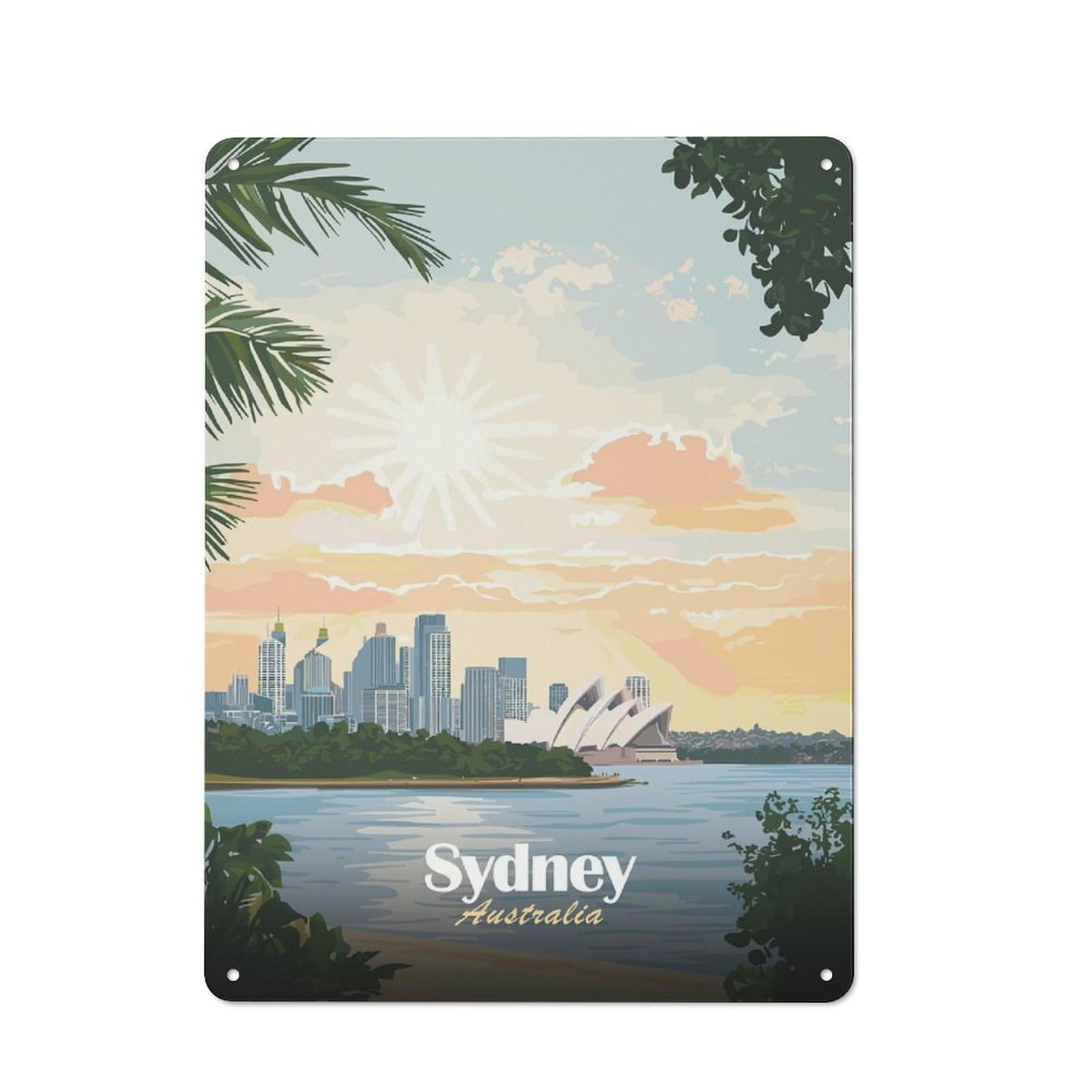 Junmoney Sydney Opera House Sunset Shed Metal Sign With Design 40X30cm, Outdoor Room Shed Wall Decor For Shed, Garden Room, Porch Or Garage