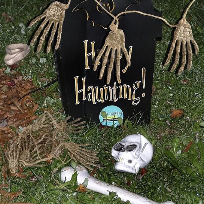 RSAAUD® Skeleton Hands Garland Hanging Wall Décor Decoration Halloween Party Supply Accessories Skull Hand Haning, 1 Set Random Color 3