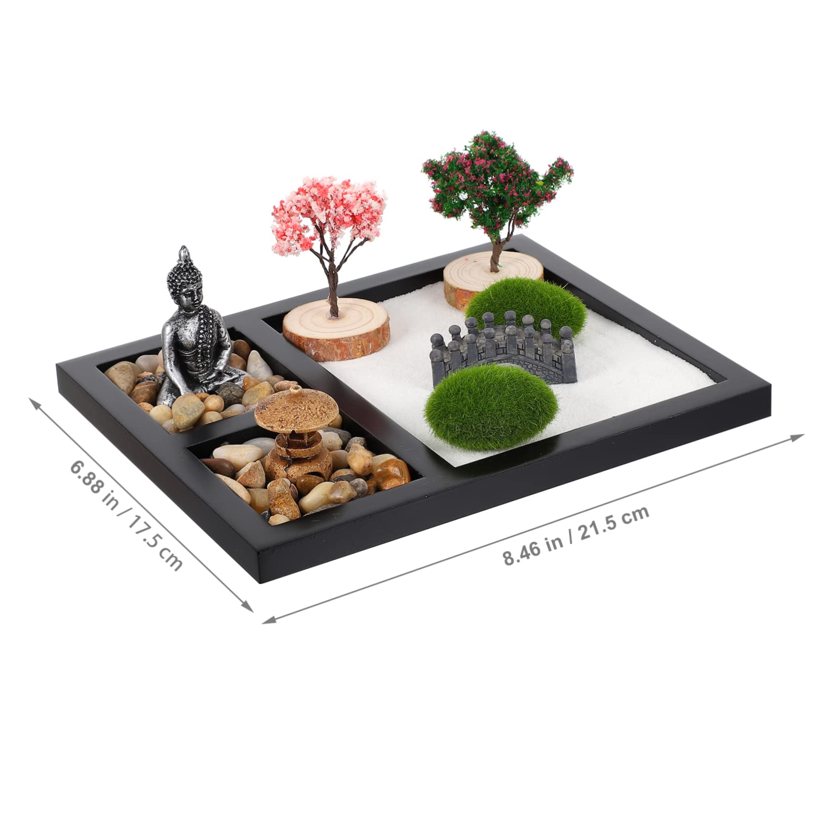 Zen Garden - Mesa de arena con soporte de incienso de loto, vela de estatua de Buda y quemador de incienso para escritorio, ambiente perfumado, perfecto para relajación y meditación