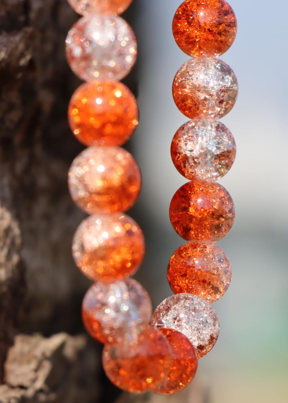 100Pcs 10mm Crackle Glass Beads for Jewelry Making - Round Spacer Crystal Beads Bulk, DIY Craft Supplies for Necklace Bracelet Earrings (Orange Transparent) - Image 6