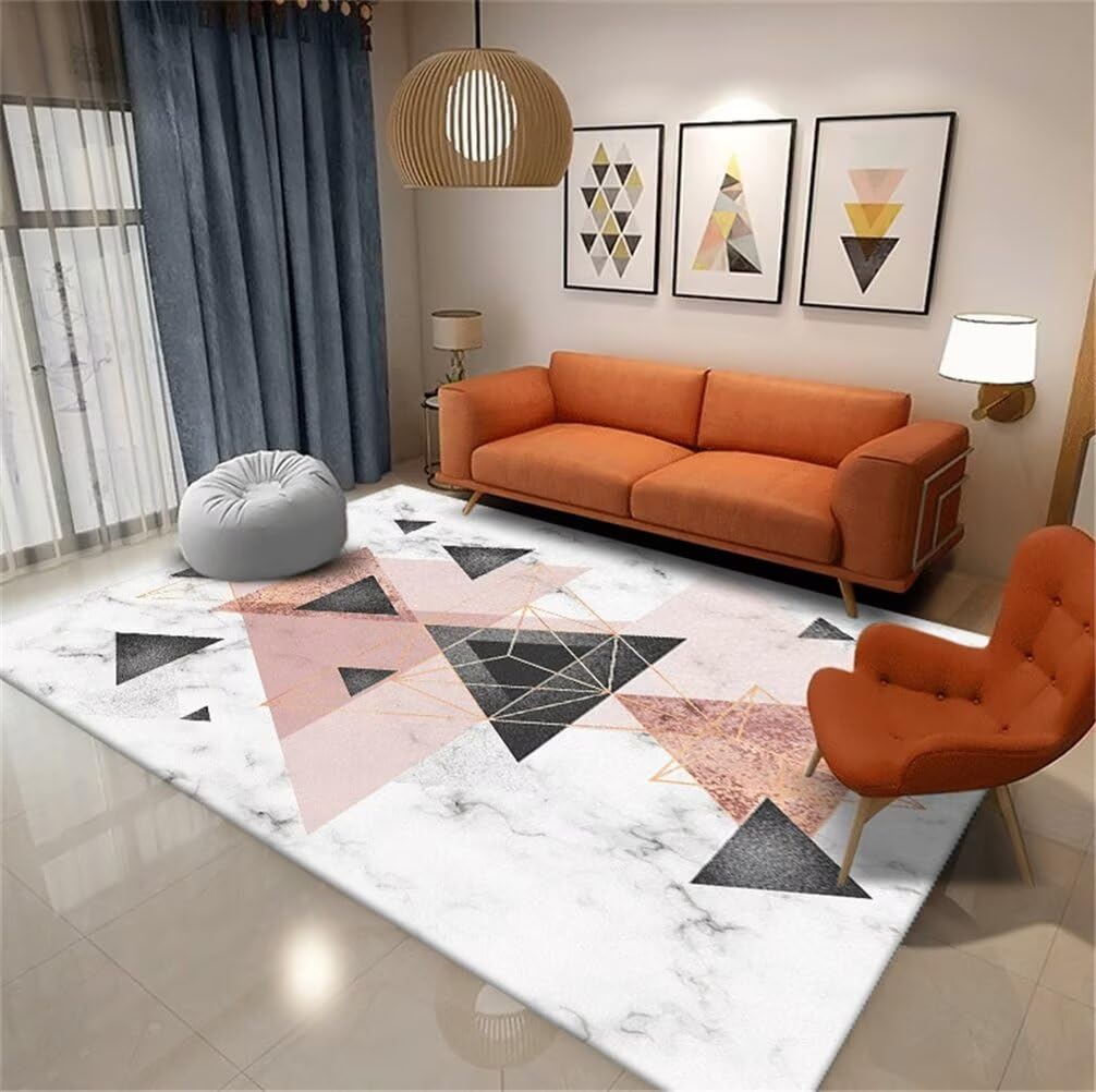 Tapis ado fille pour chambre rose et gris doux lavable 200x200